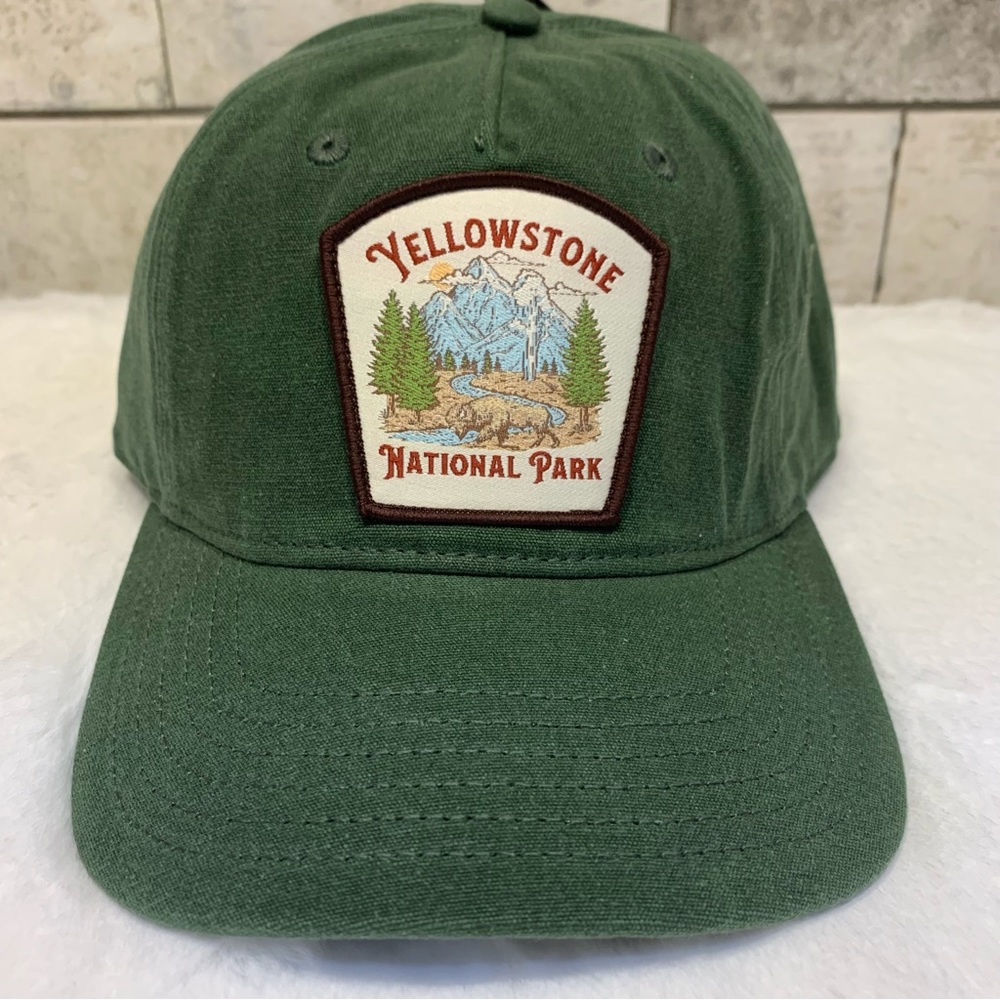 Yellowstone National Park Hat Patch Cap Snapback Adjustable Green unisex
